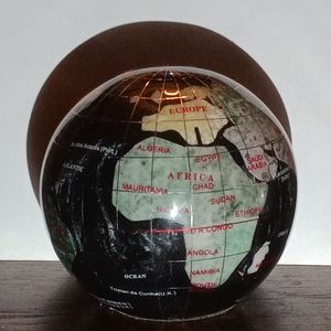 Paperweight World Globe Earth Mixed Media Inlaid Mineral Gemstone 3.25"